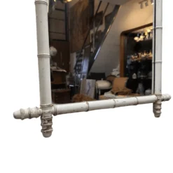 Miroir en bambou blanc vintage, années 1930/40.