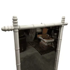 Miroir en bambou blanc vintage, années 1930/40.
