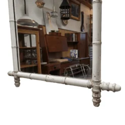 Miroir en bambou blanc vintage, années 1930/40.