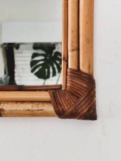 Miroir en bambou tressé ton naturel