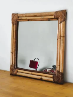 Miroir en bambou tressé ton naturel