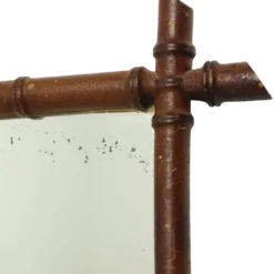 Miroir en bois ancien imitant le bambou, France