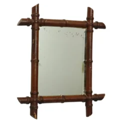 Miroir en bois ancien imitant le bambou, France