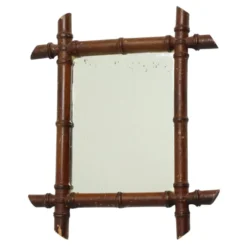 Miroir en bois ancien imitant le bambou, France