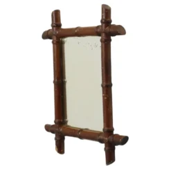 Miroir en bois ancien imitant le bambou, France
