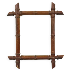 Miroir en bois ancien imitant le bambou, France