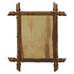 Miroir en bois ancien imitant le bambou, France