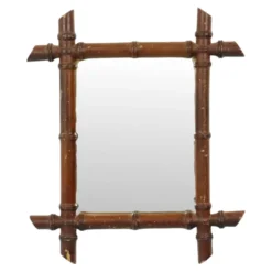 Miroir en bois ancien imitant le bambou, France