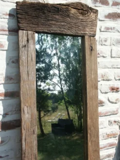 Miroir en bois de récupération 44x150