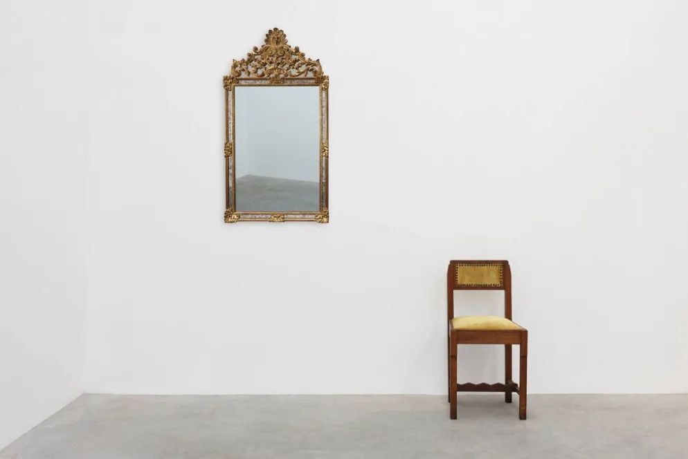 Miroir en bois doré de style rococo par Deknudt, Belgique, 20e siècle
