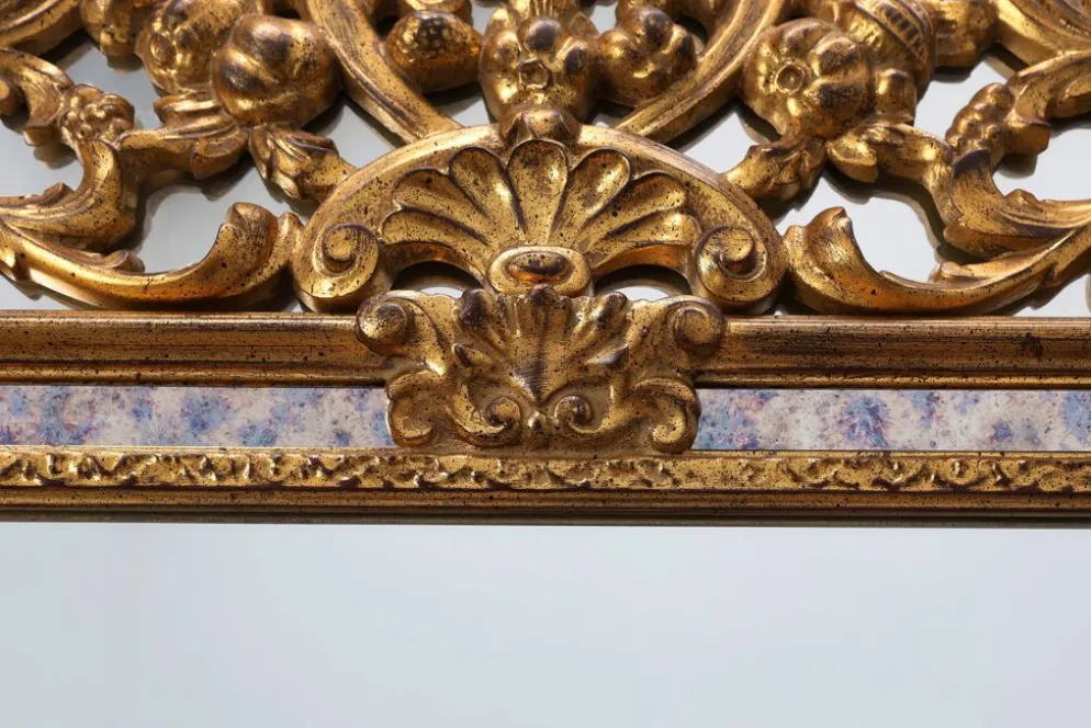 Miroir en bois doré de style rococo par Deknudt, Belgique, 20e siècle