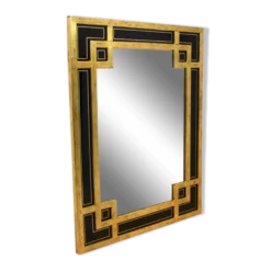 Miroir en bois doré et verre noir par Deknudt Belgium