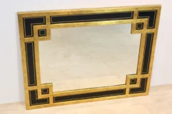 Miroir en bois doré et verre noir par Deknudt Belgium
