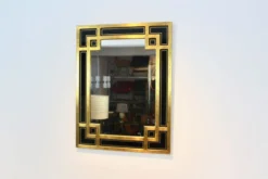 Miroir en bois doré et verre noir par Deknudt Belgium