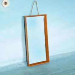 Miroir en bois Japandi scandinave des années 70, miroir minimaliste.