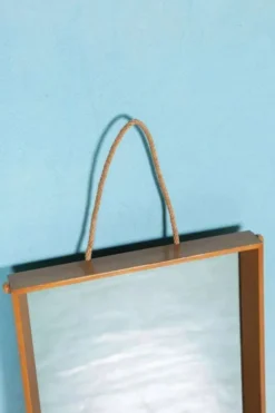 Miroir en bois Japandi scandinave des années 70, miroir minimaliste.