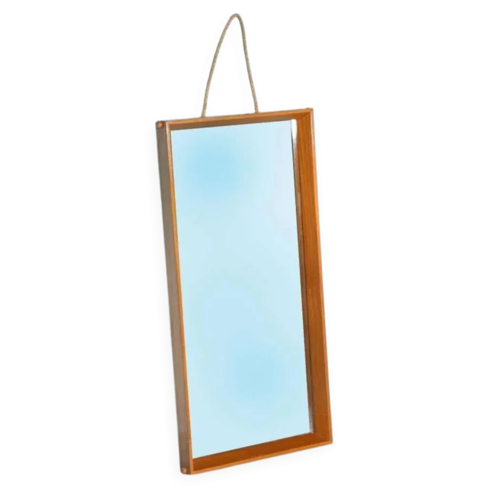 Miroir en bois Japandi scandinave des années 70, miroir minimaliste.