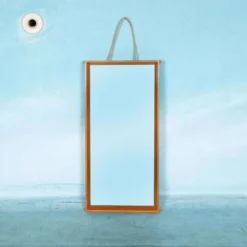 Miroir en bois Japandi scandinave des années 70, miroir minimaliste.