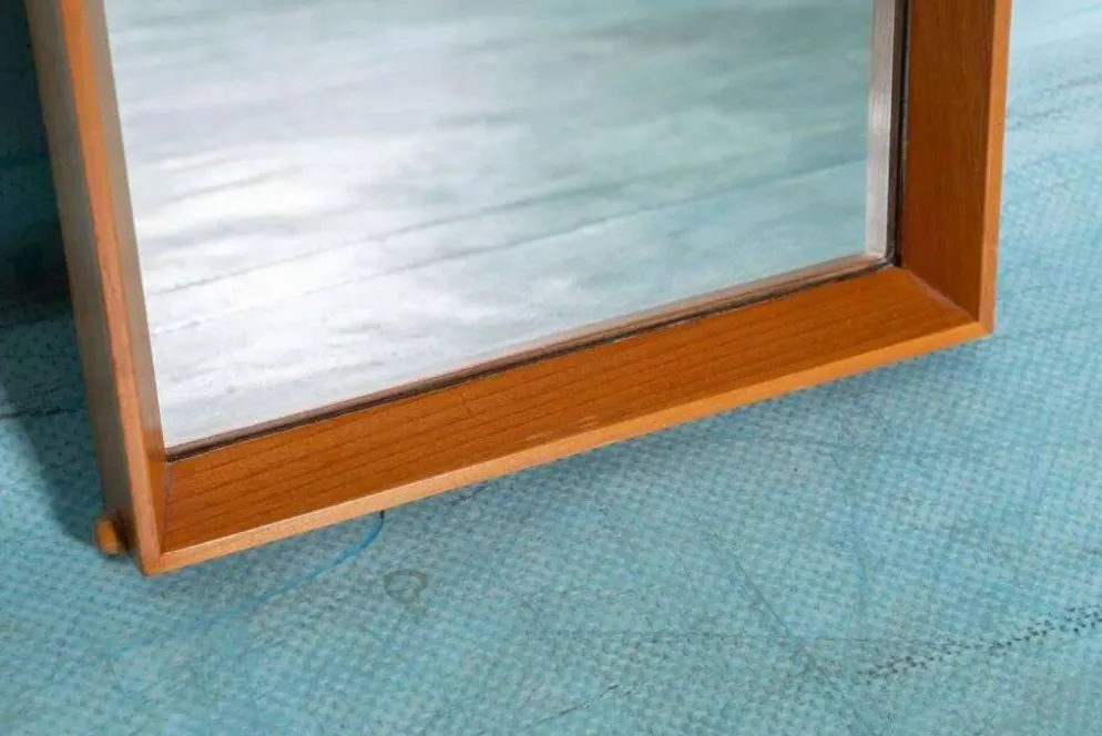 Miroir en bois Japandi scandinave des années 70, miroir minimaliste.