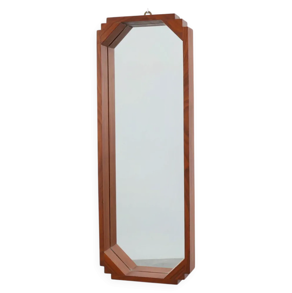 Miroir en bois octogonal géométrique Art Déco, Italie vers 1925