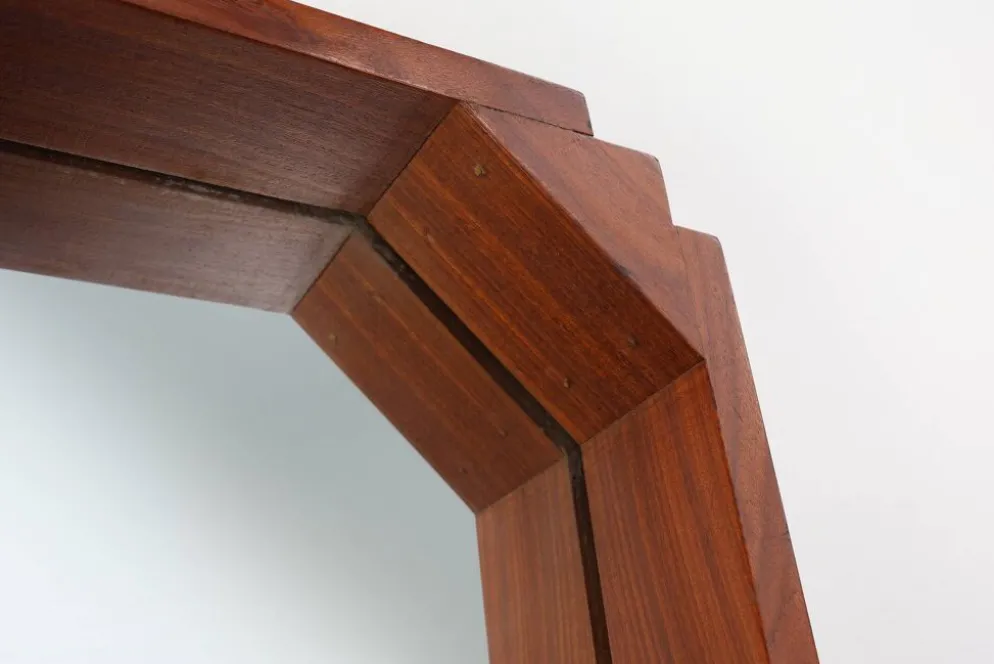 Miroir en bois octogonal géométrique Art Déco, Italie vers 1925