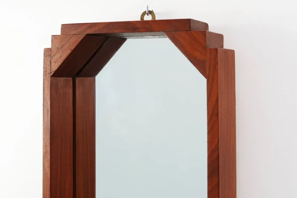 Miroir en bois octogonal géométrique Art Déco, Italie vers 1925