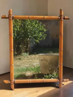 Miroir en bois tourné façon bambou 58*73 cm