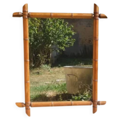 Miroir en bois tourné façon bambou 58*73 cm