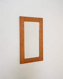 Miroir en bouleau frisé scandinave, années 1950