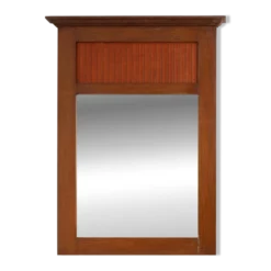 Miroir en chêne Art Déco français avec panneau cannelé, vers 1930