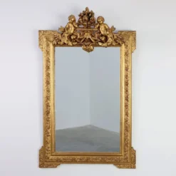 Miroir en chêne doré richement sculpté de style rococo français, 19e siècle