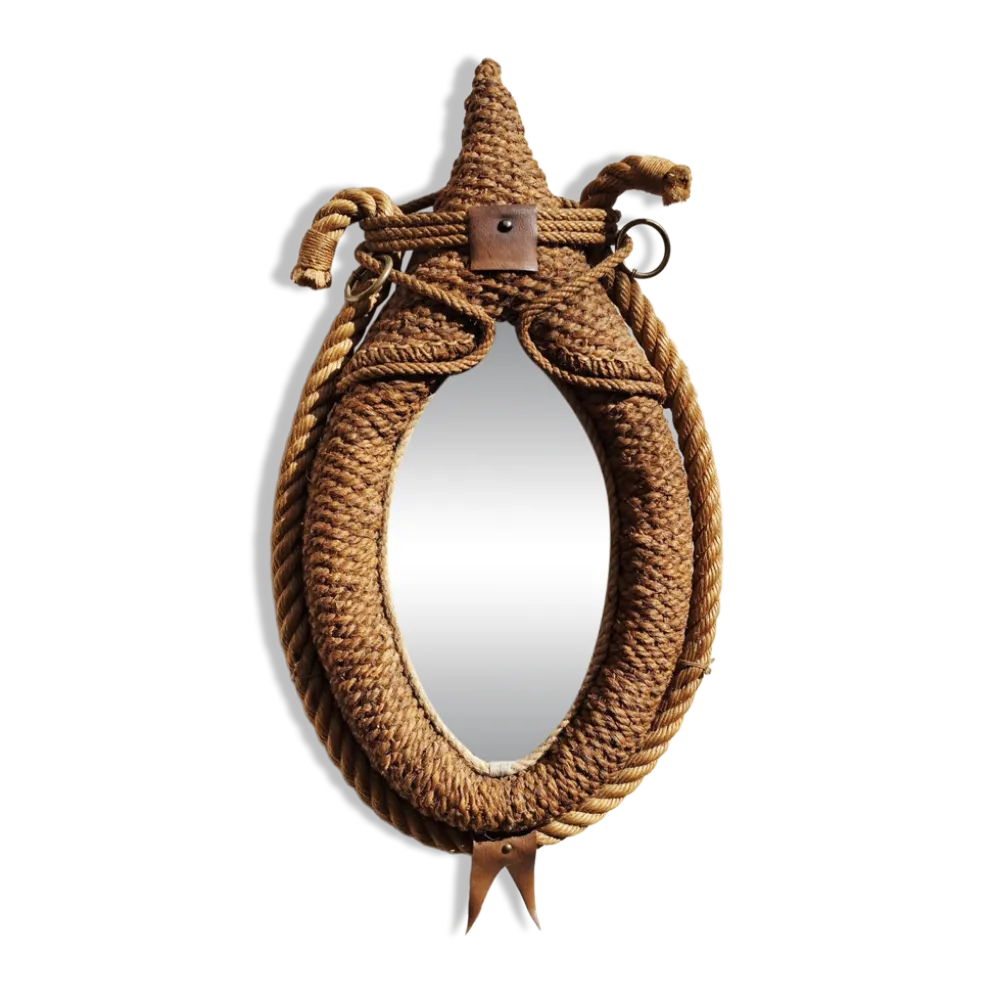 Miroir en corde par Audoux-Minnet 1950