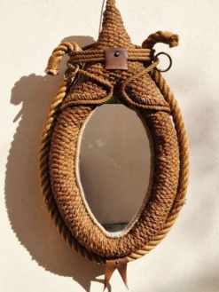 Miroir en corde par Audoux-Minnet 1950