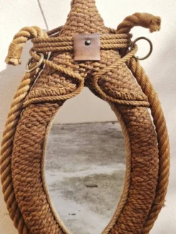 Miroir en corde par Audoux-Minnet 1950