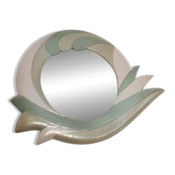 Miroir en céramique, années 70, signé.