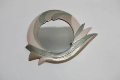 Miroir en céramique, années 70, signé.