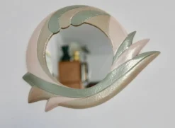 Miroir en céramique, années 70, signé.
