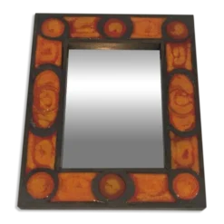 Miroir en céramique dans les tons orangés