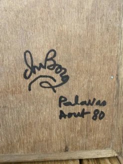 Miroir en céramique et bois années 80