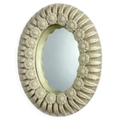 Miroir en céramique florale espagnole de Manises, Espagne, vers les années 1970.