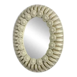 Miroir en céramique florale espagnole de Manises, Espagne, vers les années 1970.