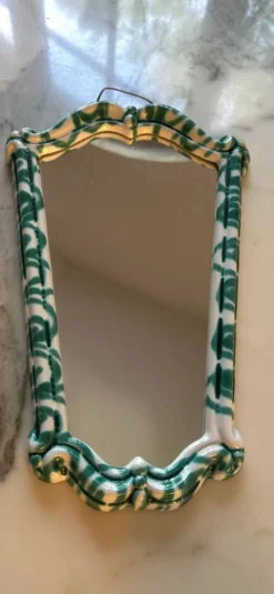 Miroir en céramique verte et blanche par Gmundner Keramik, Autriche, années 1960.