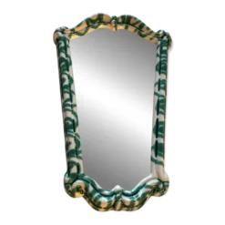 Miroir en céramique verte et blanche par Gmundner Keramik, Autriche, années 1960.