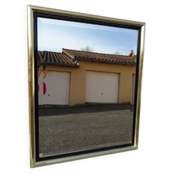 Miroir en laiton et plexiglas, années 80
