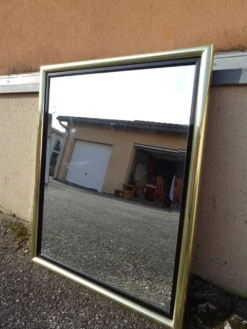 Miroir en laiton et plexiglas, années 80