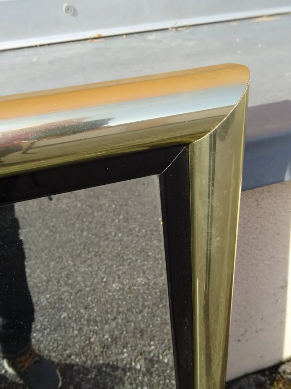 Miroir en laiton et plexiglas, années 80