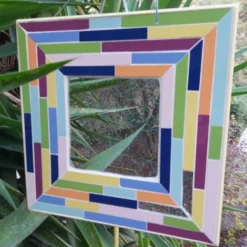 Miroir en marquèterie carrelage - 32x33cm