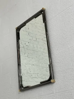 Miroir en métal noir et laiton finission canon de fusil