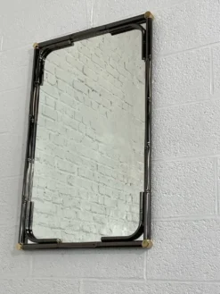 Miroir en métal noir et laiton finission canon de fusil