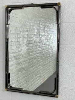 Miroir en métal noir et laiton finission canon de fusil